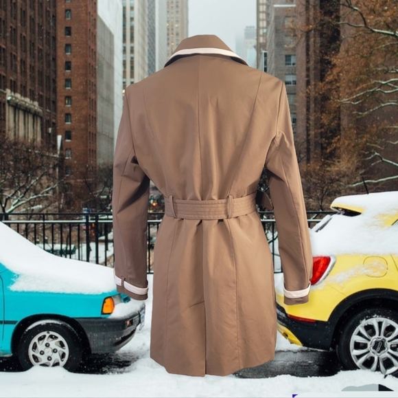 Tan and White Trench Coat - Picture 2 of 4